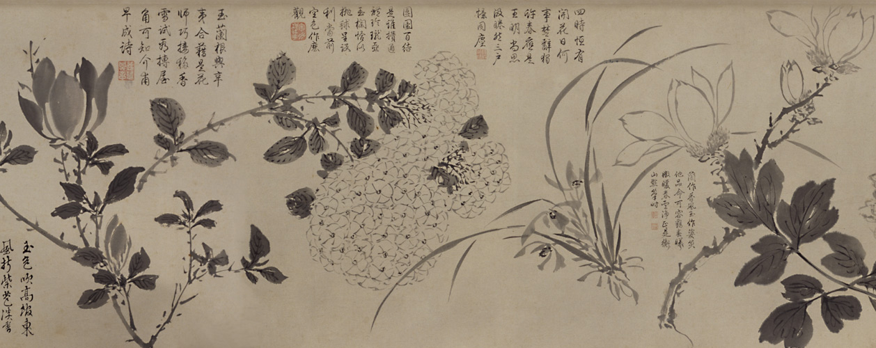 图片[1]-Zhou Zhimian Flowers Scroll-China Archive